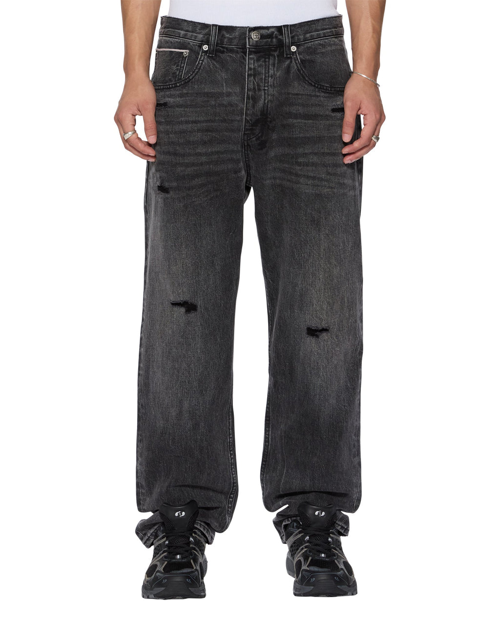 Mens Anti K Selvedge Replika Black Relaxed Denim Jeans - Black