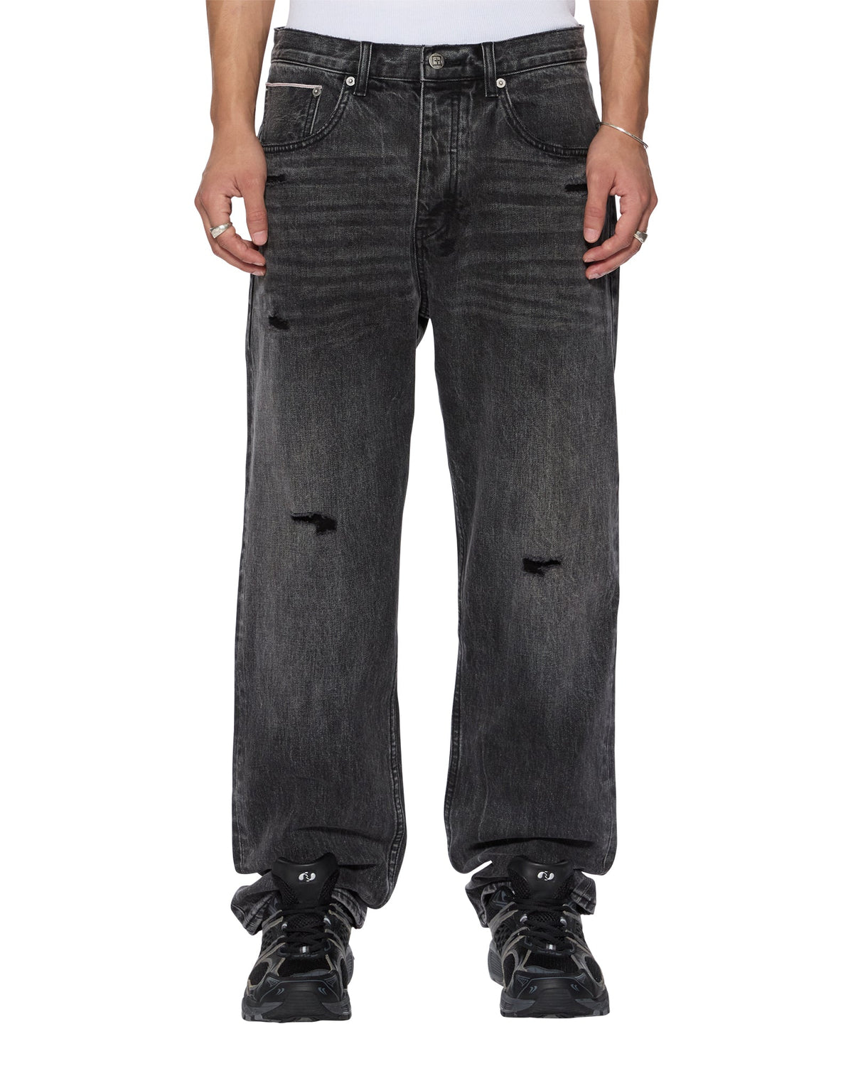Mens Anti K Selvedge Replika Black Relaxed Denim Jeans - Black