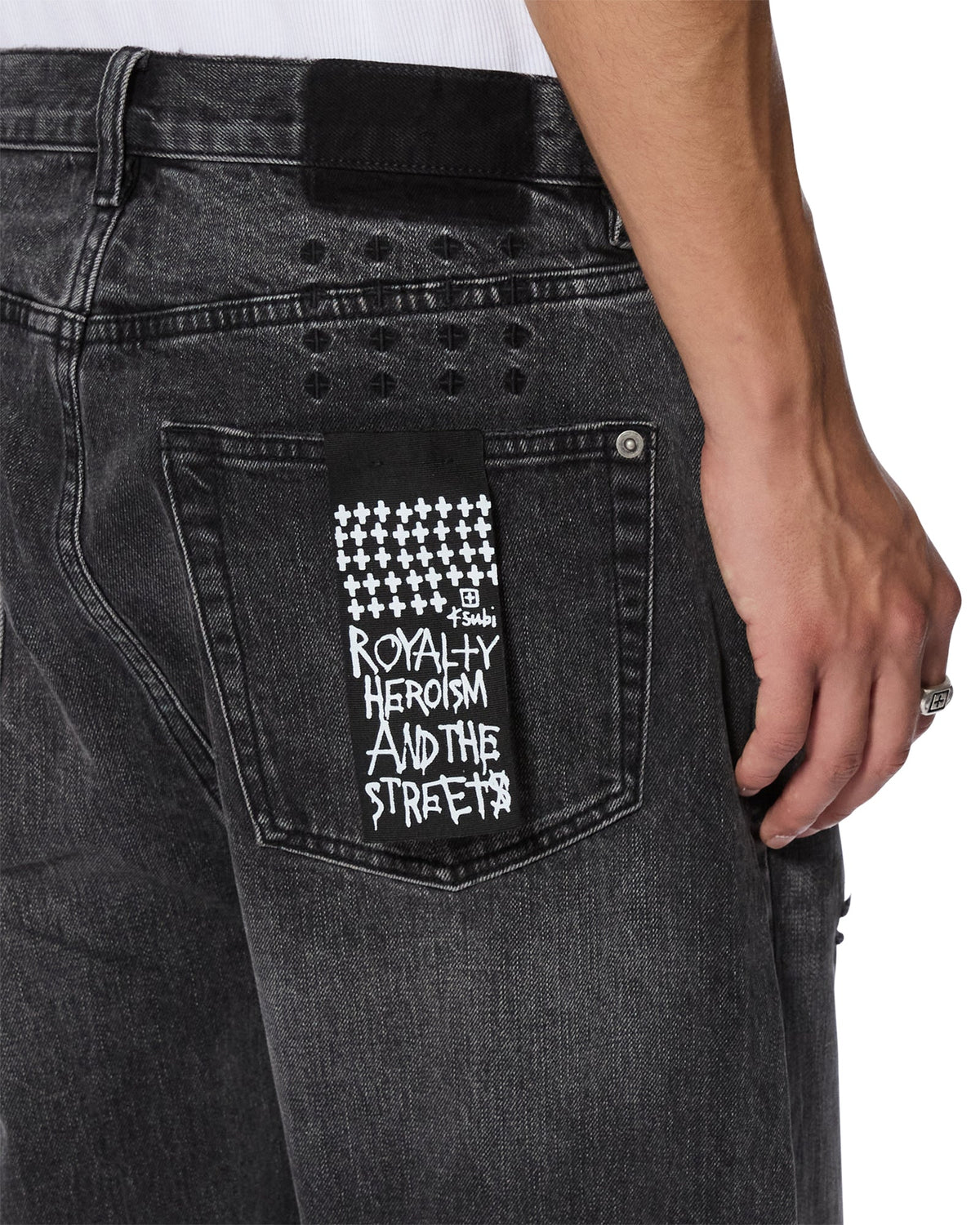 Mens Anti K Selvedge Replika Black Relaxed Denim Jeans - Black