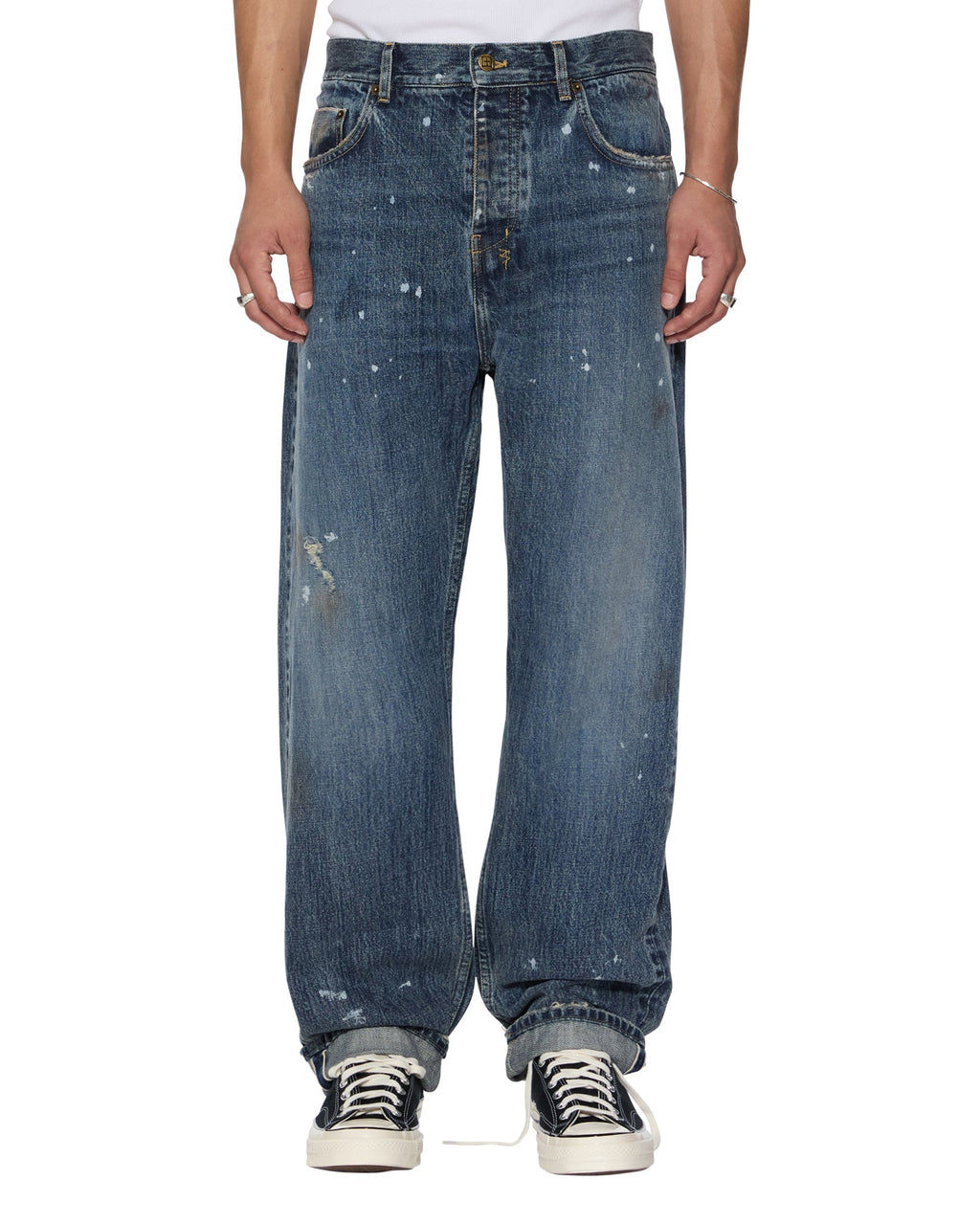 Mens Anti K Selvedge Artist Blue Relaxed Denim Jeans - Denim