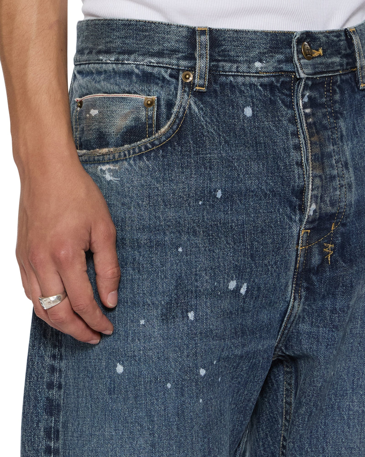 Mens Anti K Selvedge Artist Blue Relaxed Denim Jeans - Denim