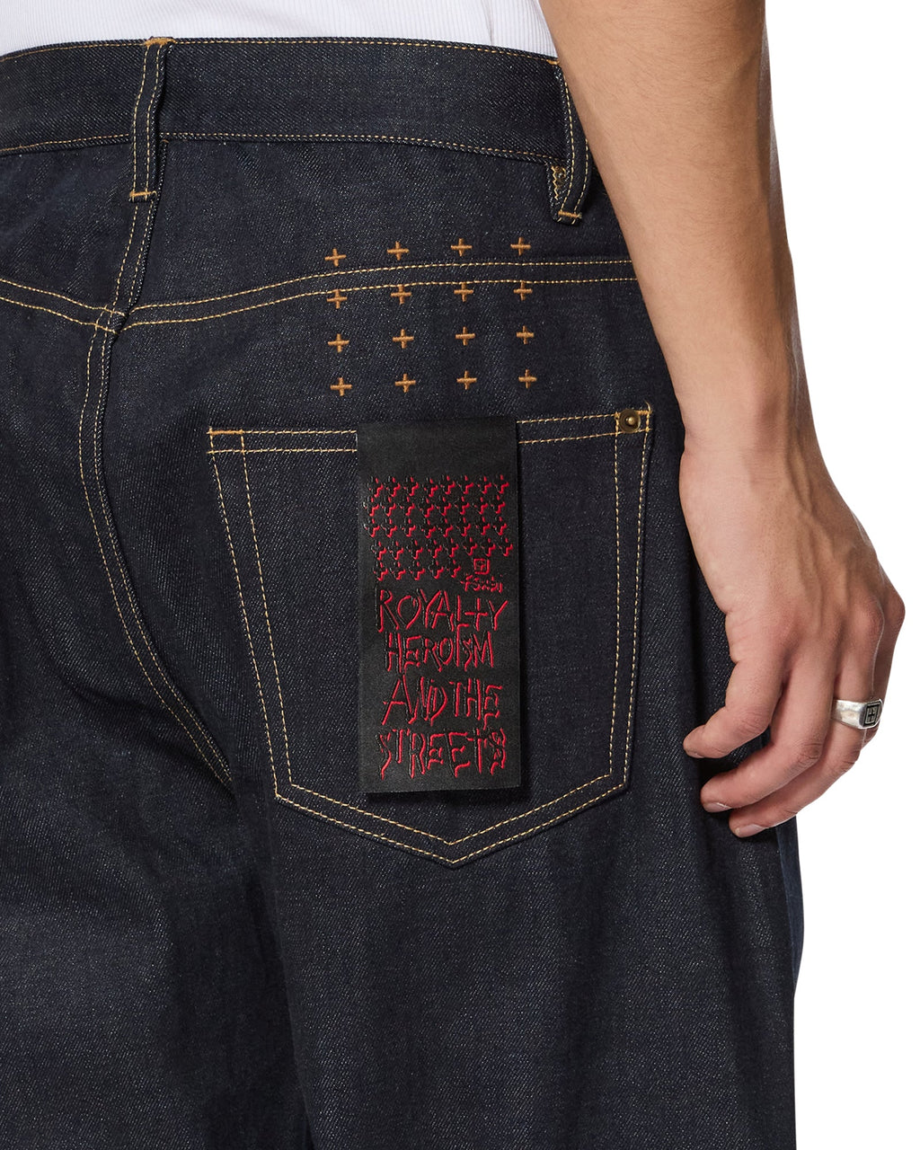 Mens Anti K Selvedge Raw Blue Relaxed Denim Jeans - Denim