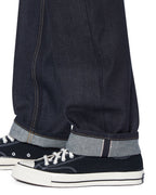 Mens Anti K Selvedge Raw Blue Relaxed Denim Jeans - Denim