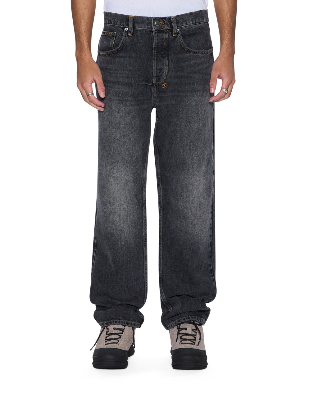Mens Anti K Villain Grey Relaxed Denim Jeans - Grey