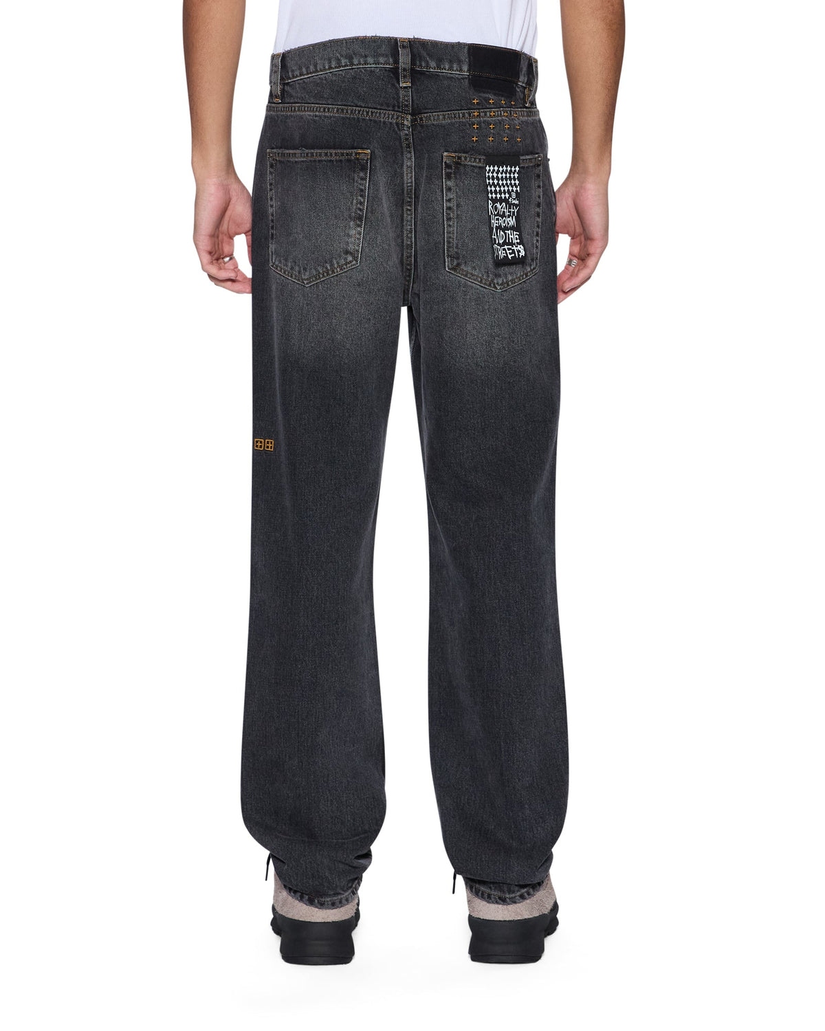 Mens Anti K Villain Grey Relaxed Denim Jeans - Grey
