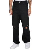 Mens Anti K Artist Black Relaxed Denim Jeans - Black