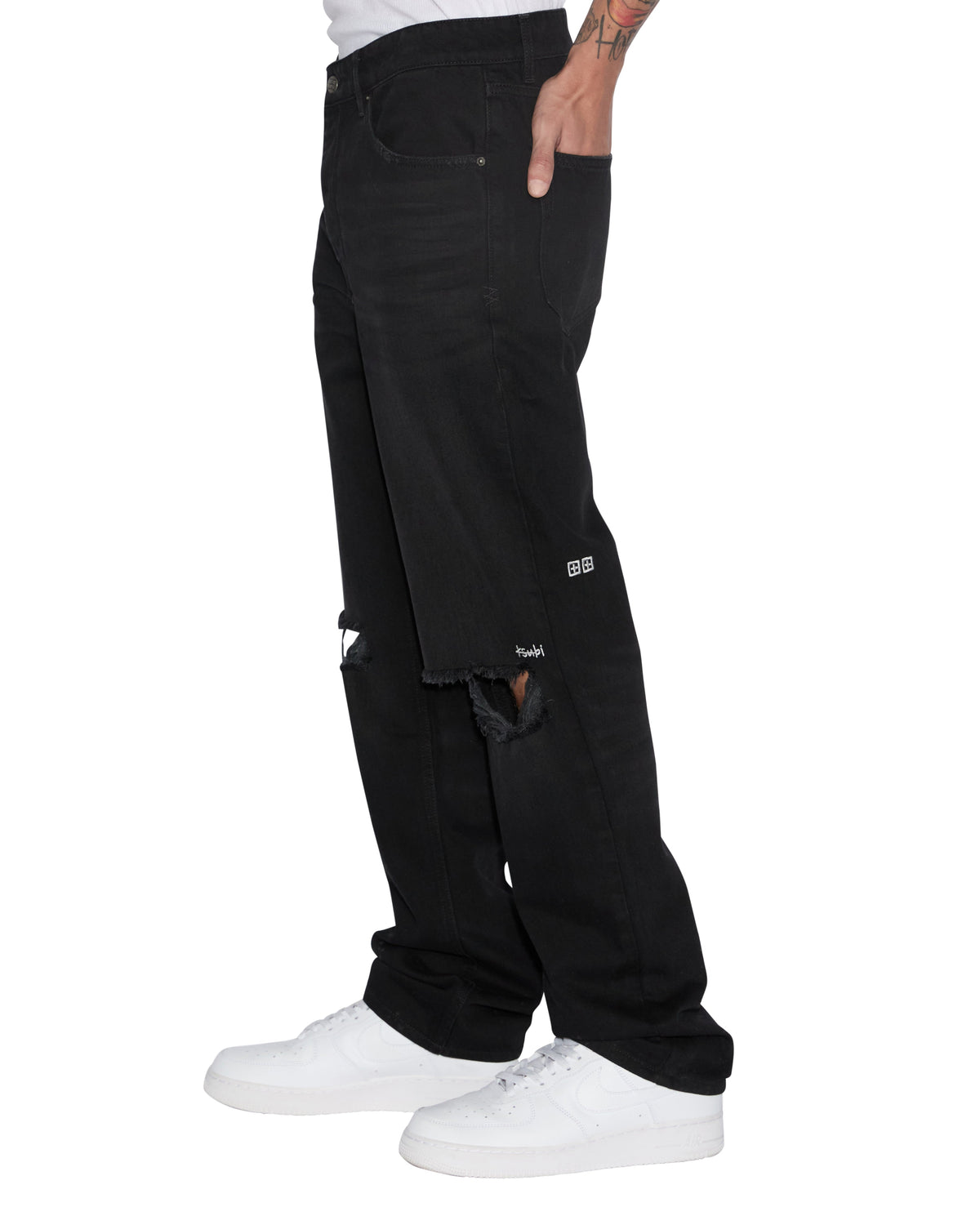 Mens Anti K Artist Black Relaxed Denim Jeans - Black