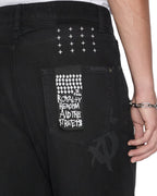 Mens Anti K Artist Black Relaxed Denim Jeans - Black