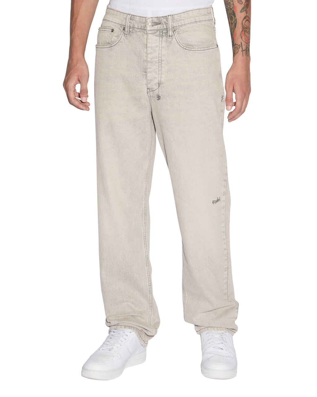 Mens Anti K Pluto Relaxed Denim Jeans - Grey