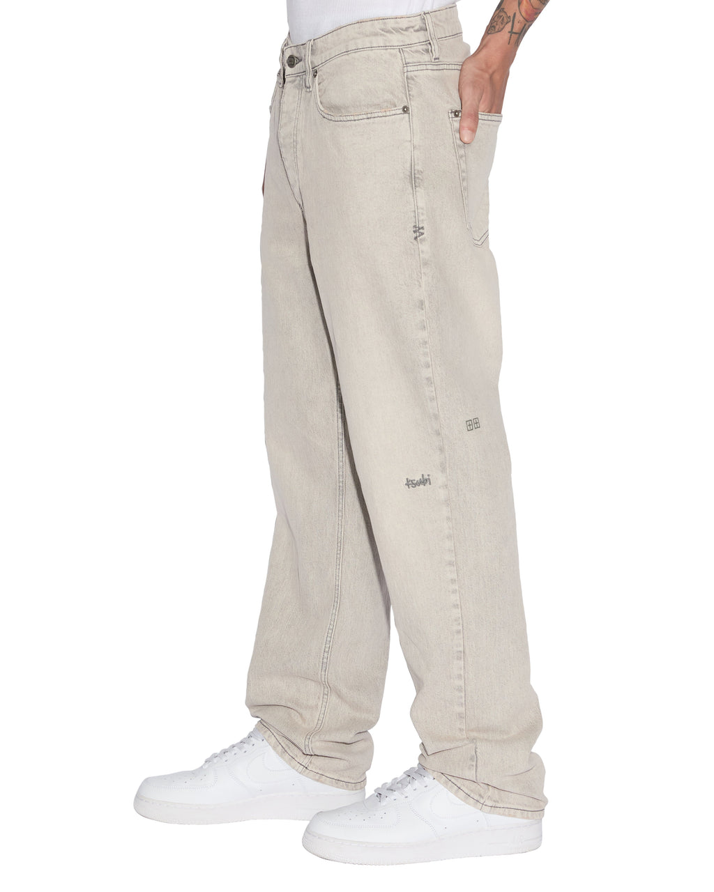Mens Anti K Pluto Relaxed Denim Jeans - Grey