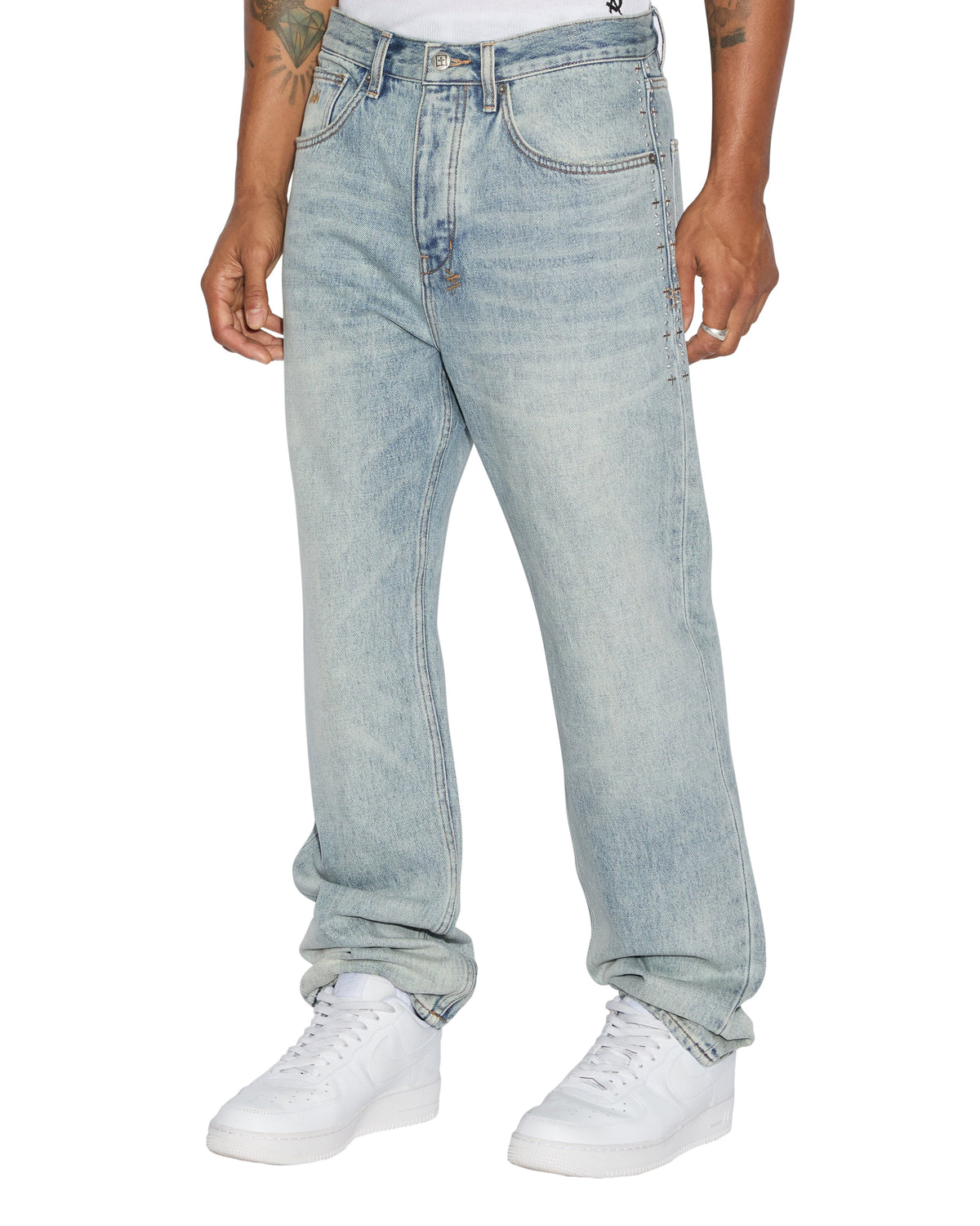 Mens Anti K Sky High Metalik Relaxed Denim Jeans - Denim