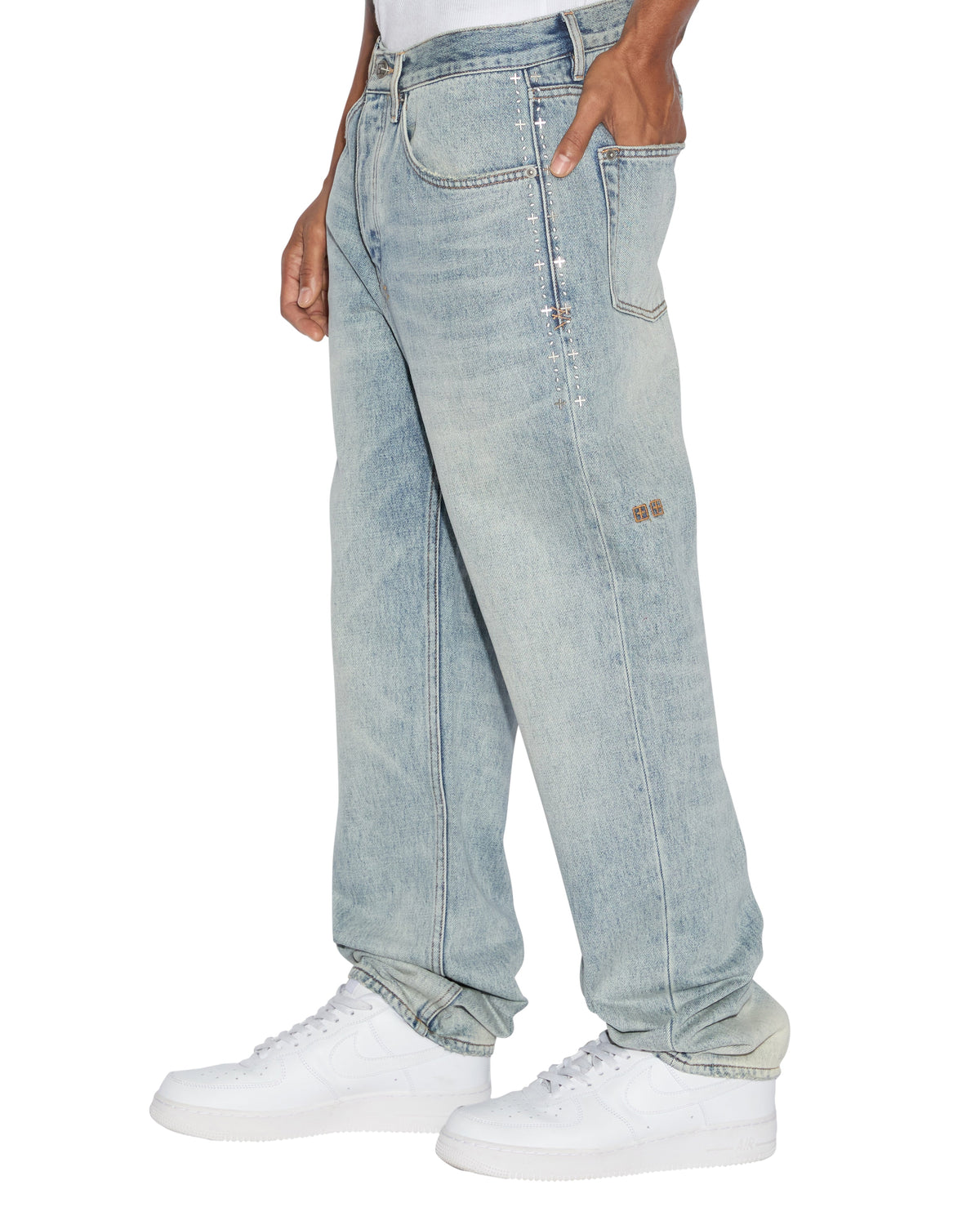 Mens Anti K Sky High Metalik Relaxed Denim Jeans - Denim