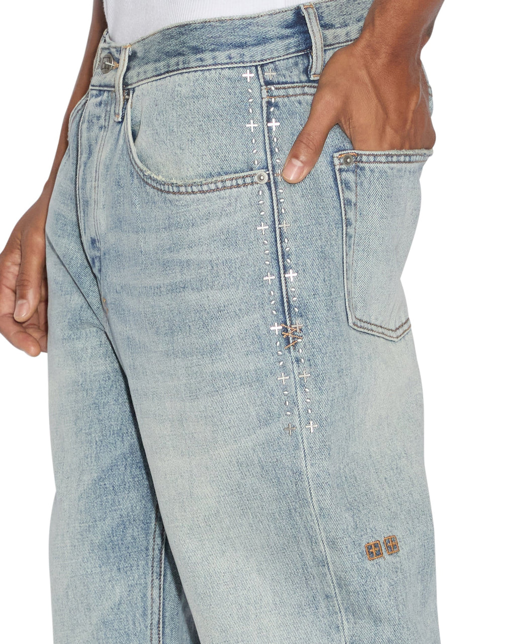 Mens Anti K Sky High Metalik Relaxed Denim Jeans - Denim