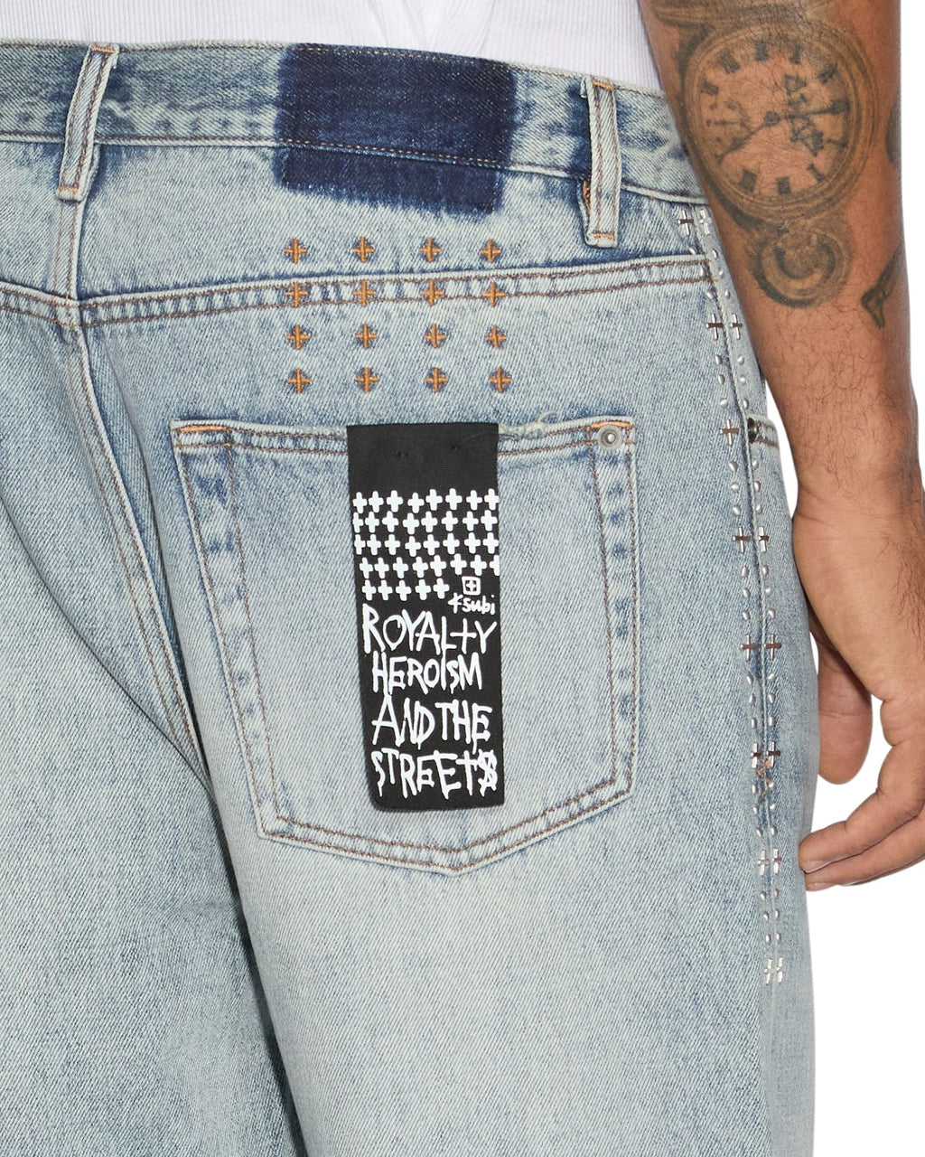 Mens Anti K Sky High Metalik Relaxed Denim Jeans - Denim