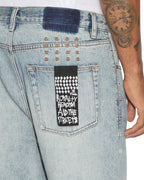 Mens Anti K Sky High Metalik Relaxed Denim Jeans - Denim
