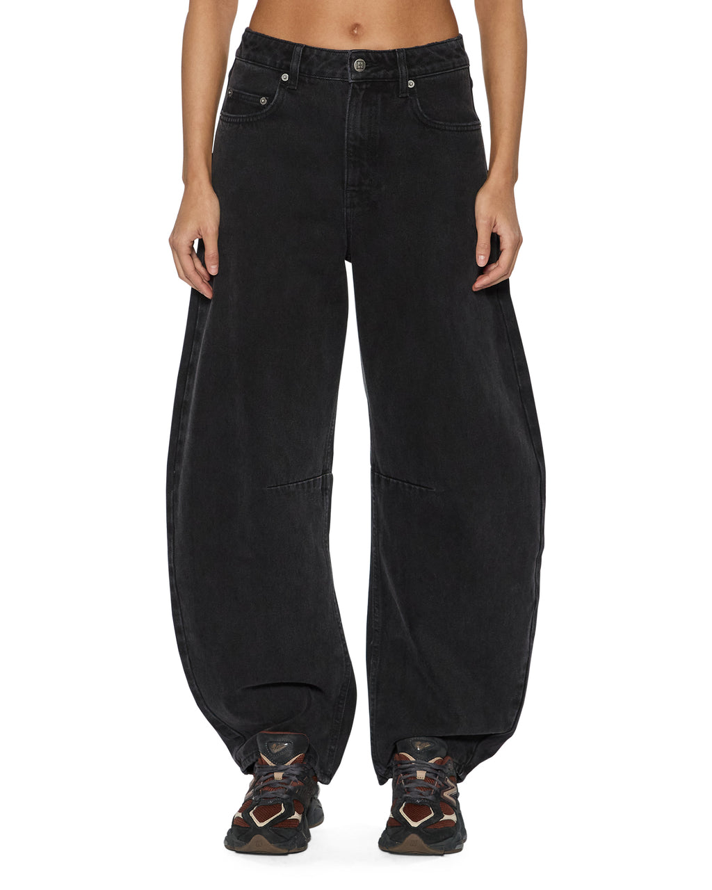 Womens Barrel Jean Noir Barrel Leg Denim Jeans - Black