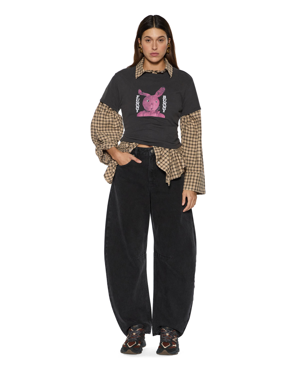 Womens Barrel Jean Noir Barrel Leg Denim Jeans - Black