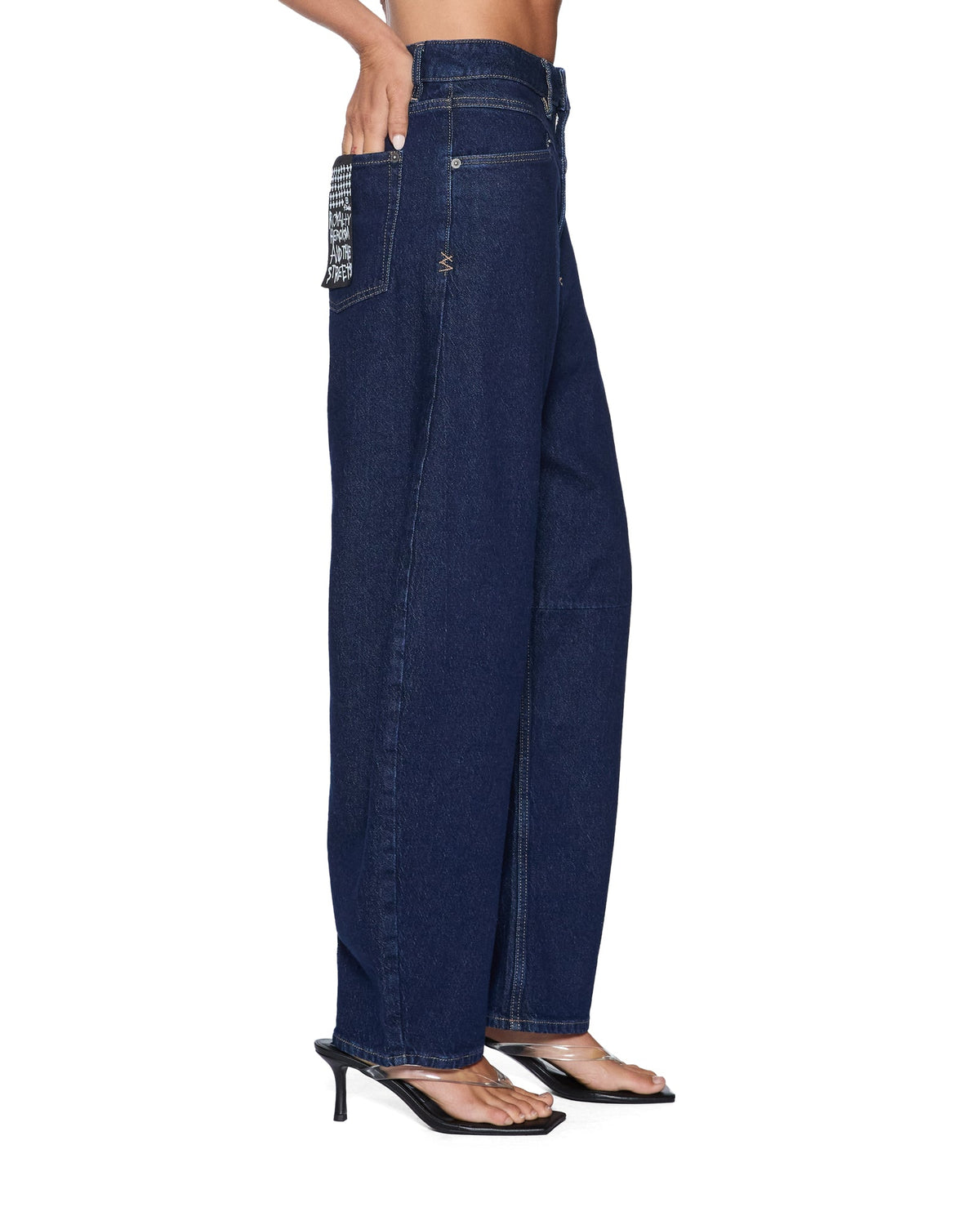 Womens Barrel Jean Original Rinse Barrel Leg Denim Jeans - Denim