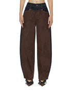 Womens Barrel Jean Original Spliced Barrel Leg Denim Jeans - Denim