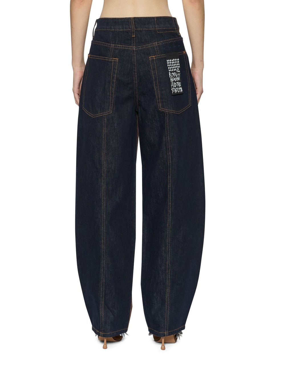 Womens Barrel Jean Original Spliced Barrel Leg Denim Jeans - Denim