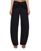 Womens Barrel Jean Saloon Black Barrel Leg Denim Jeans - Black