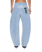 Womens Barrel Jean Sequin Spirit Spark Barrel Leg Denim Jeans - Denim