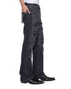 Mens Bronko Asher Black Trashed Bootcut Denim Jeans - Grey