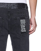 Mens Bronko Asher Black Trashed Bootcut Denim Jeans - Grey