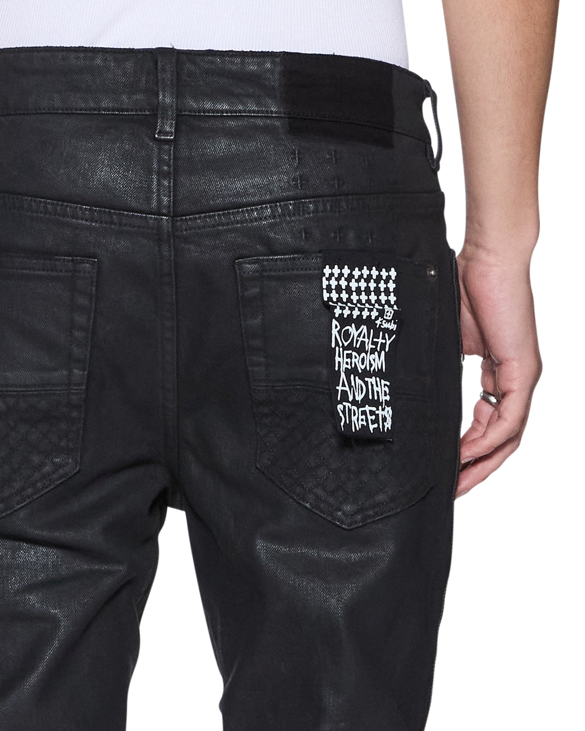 Mens Bronko Backstage Black Studded Bootcut Denim Jeans - Grey