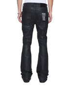Mens Bronko Backstage Black Studded Bootcut Denim Jeans - Grey