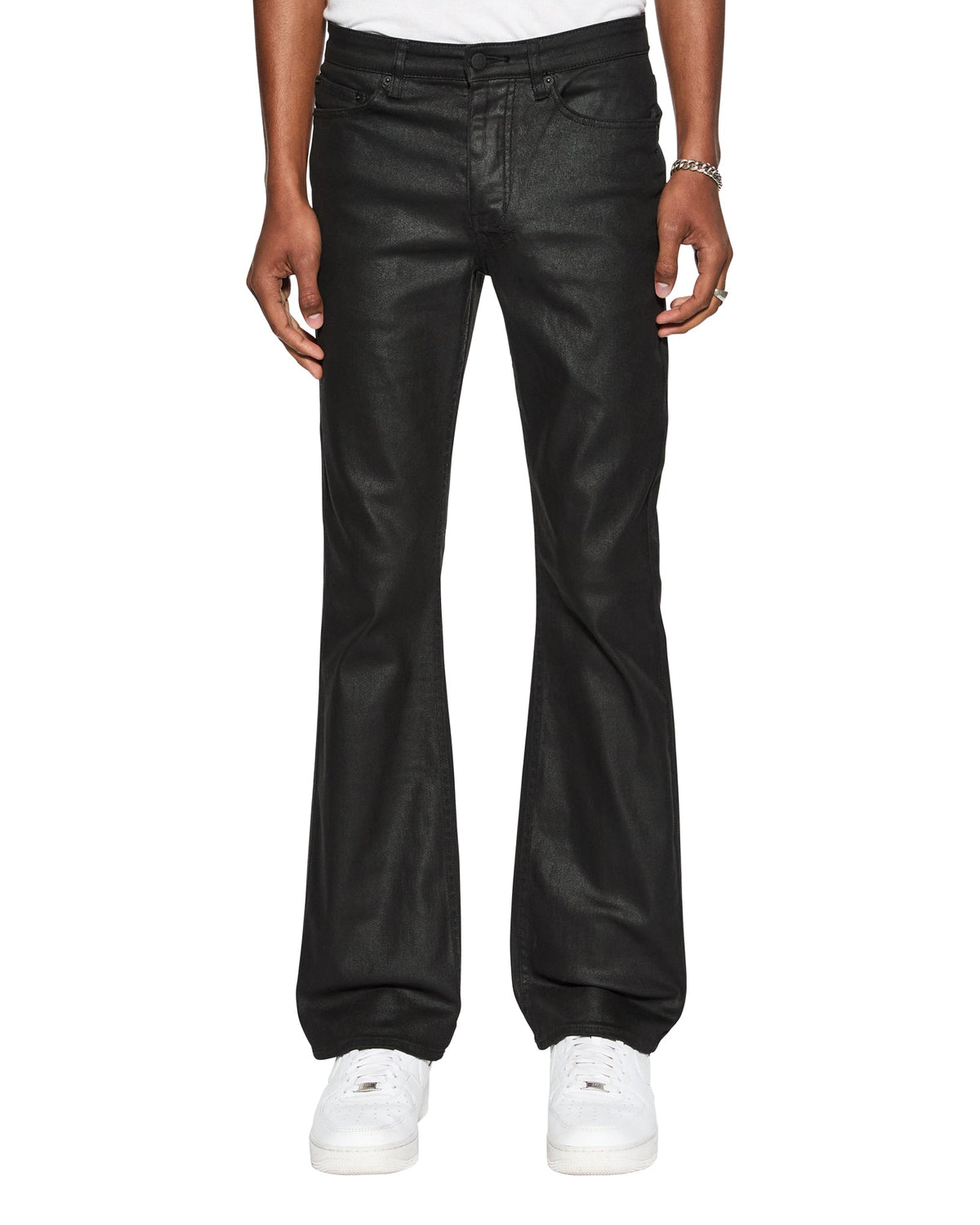 Mens Bronko Black Wax Bootcut Denim Jeans - Black