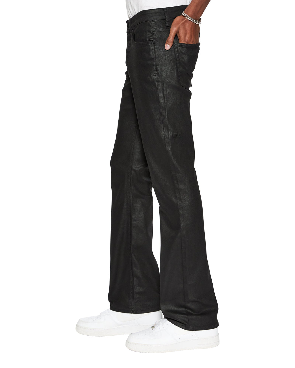Mens Bronko Black Wax Bootcut Denim Jeans - Black