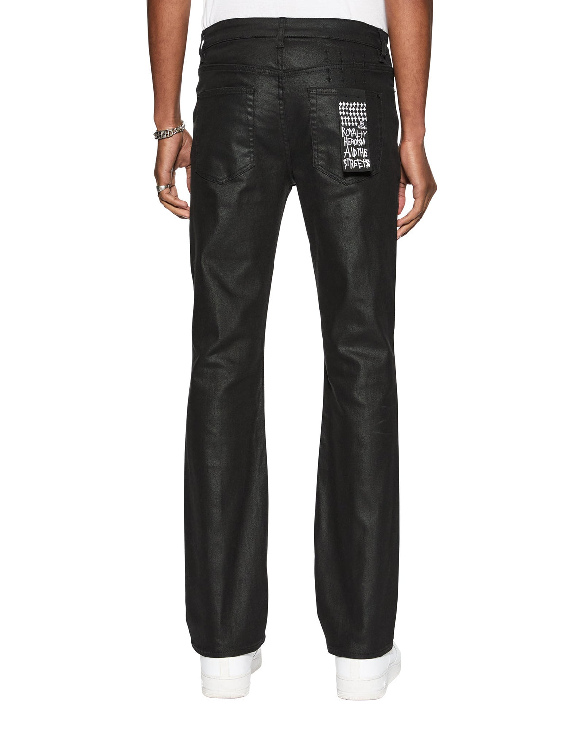 Mens Bronko Black Wax Bootcut Denim Jeans - Black
