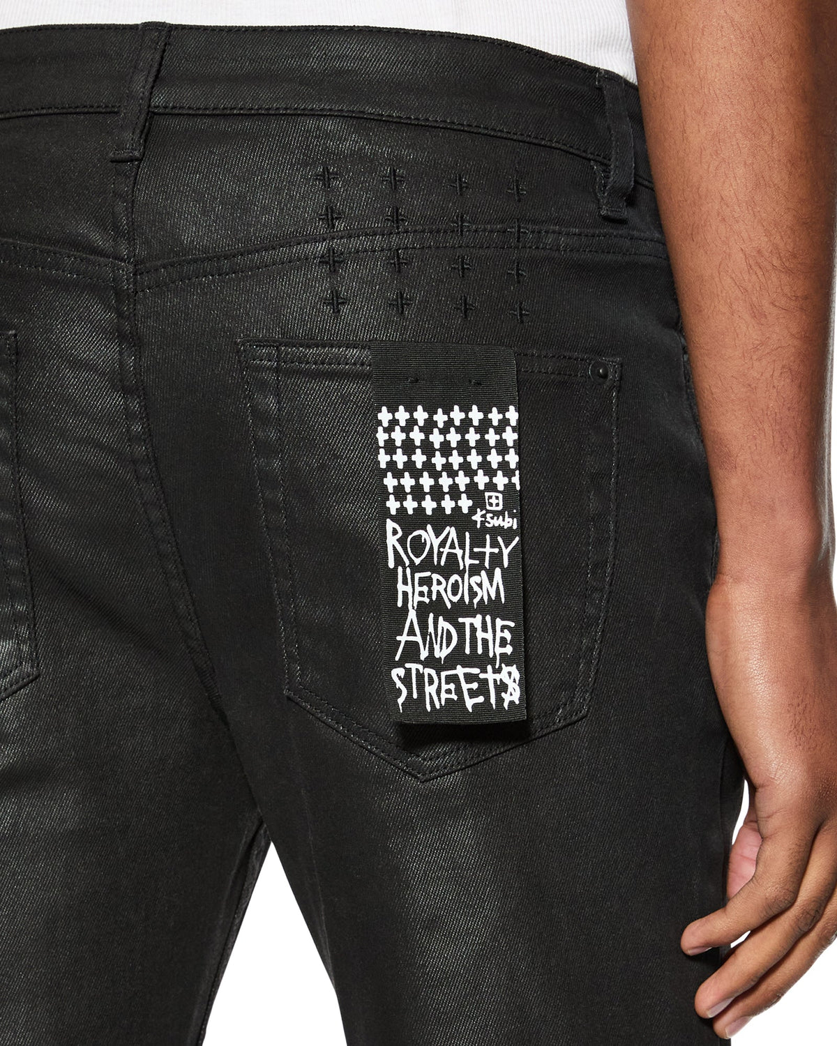 Mens Bronko Black Wax Bootcut Denim Jeans - Black