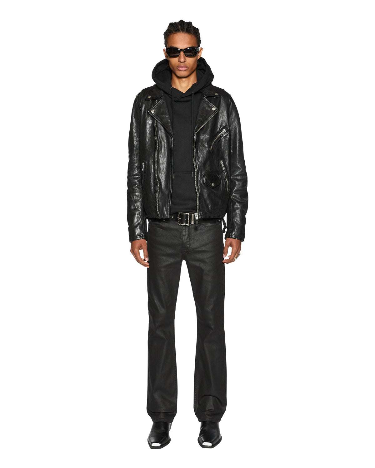 Mens Bronko Black Wax Bootcut Denim Jeans - Black