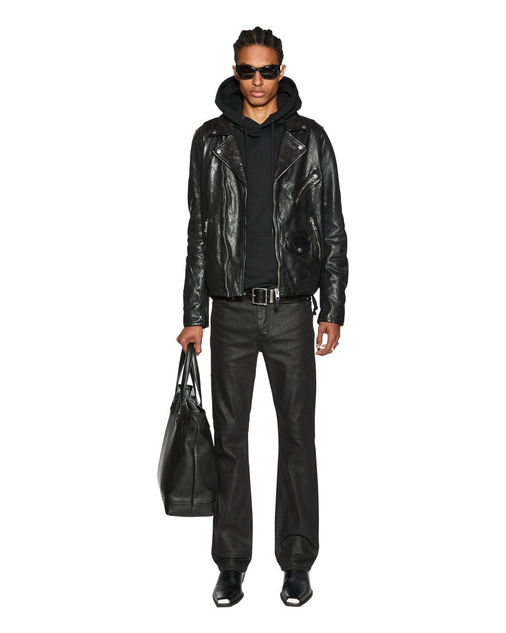 Mens Bronko Black Wax Bootcut Denim Jeans - Black