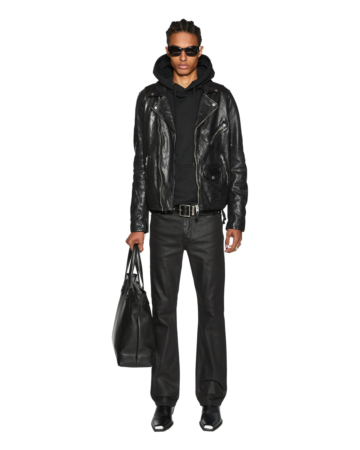 Mens Bronko Black Wax Bootcut Denim Jeans - Black