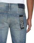 Mens Bronko Hendrix Blue Repair Bootcut Denim Jeans - Denim