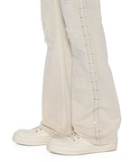 Mens Bronko Ivory Trashed Bootcut Denim Jeans - Beige