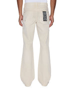 Mens Bronko Ivory Trashed Bootcut Denim Jeans - Beige