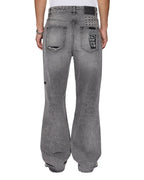 Mens Bronko Smoke Trashed Bootcut Denim Jeans - Grey