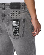 Mens Bronko Smoke Trashed Bootcut Denim Jeans - Grey