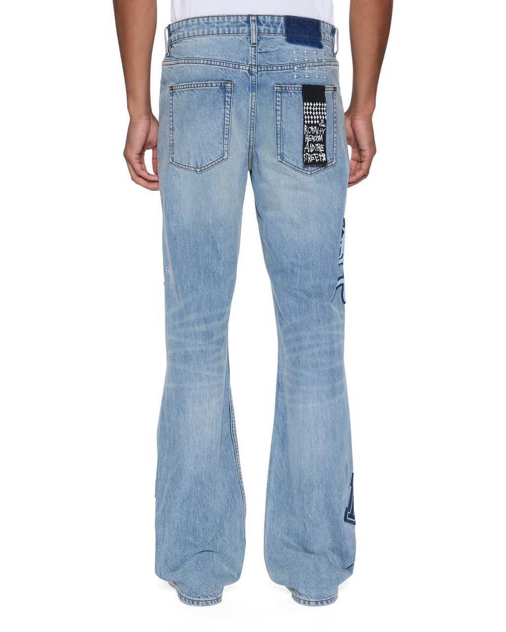 Mens Bronko Striker Patched Bootcut Denim Jeans - Denim