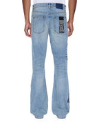 Mens Bronko Striker Patched Bootcut Denim Jeans - Denim
