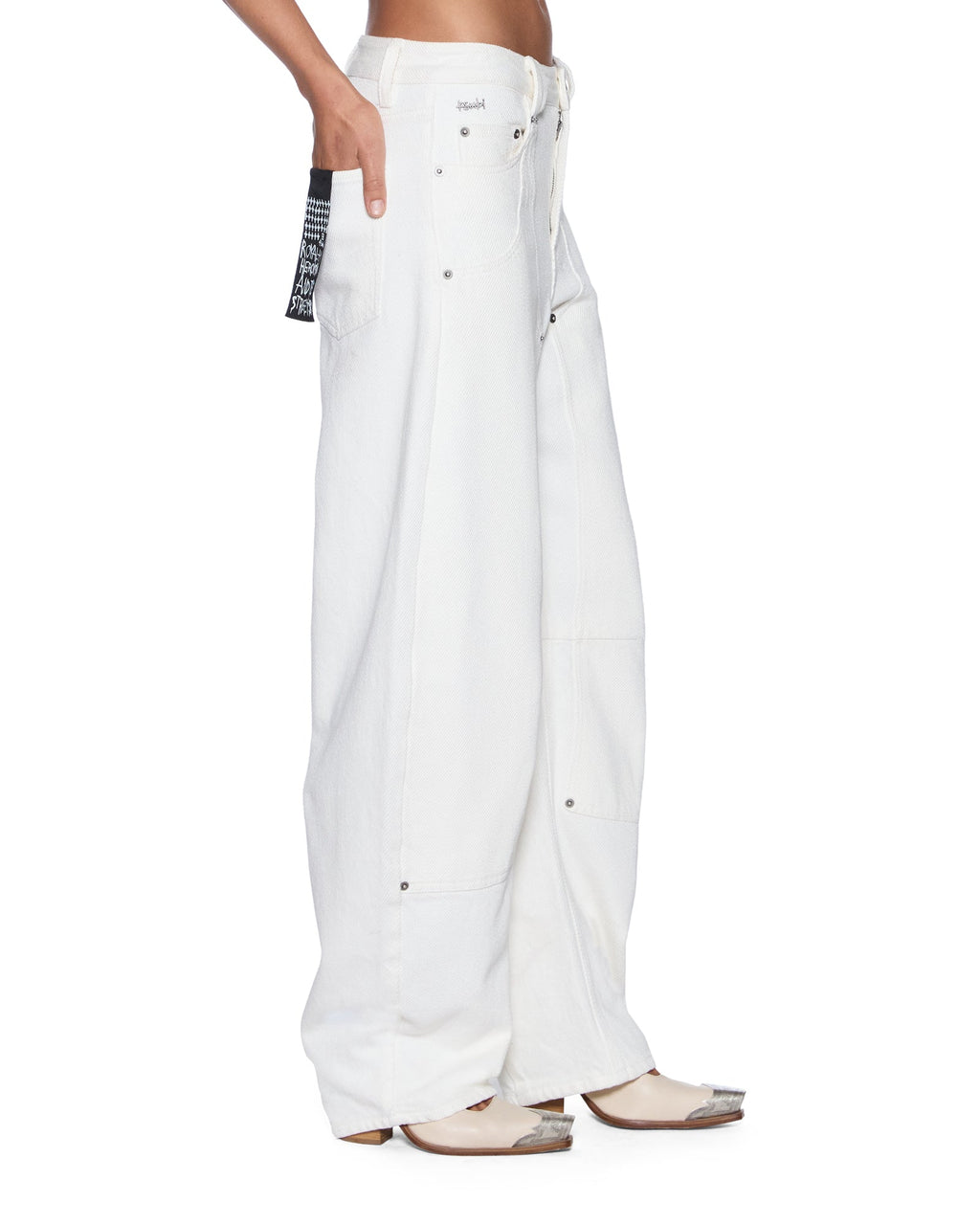 Womens Barrel Jean Carpenter Chalk Barrel Leg Denim Jeans - White