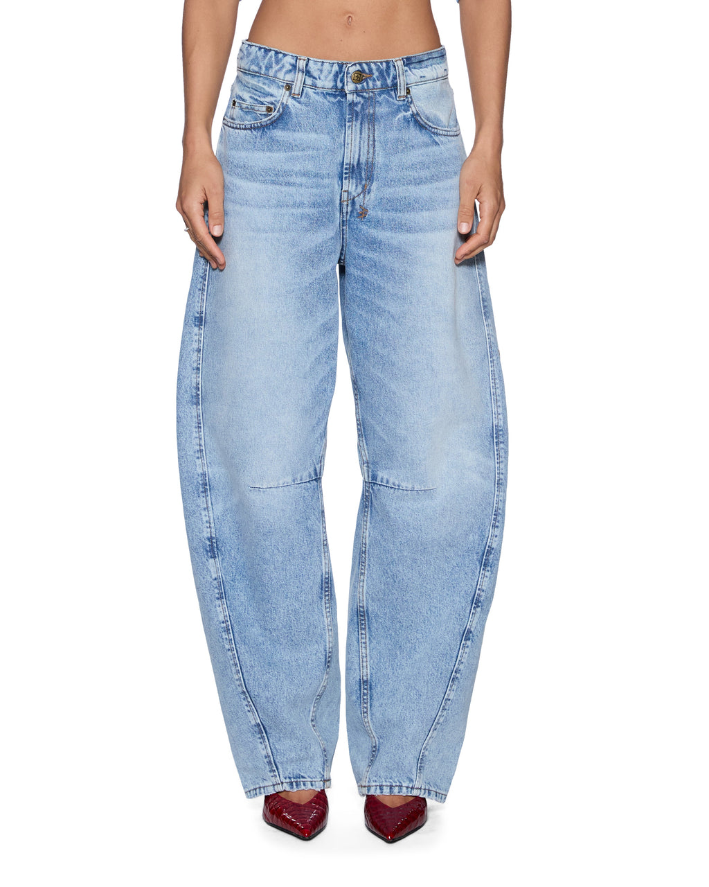 Womens Barrel Jean Flight Blue Barrel Leg Denim Jeans - Denim