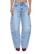 Womens Barrel Jean Flight Blue Barrel Leg Denim Jeans - Denim