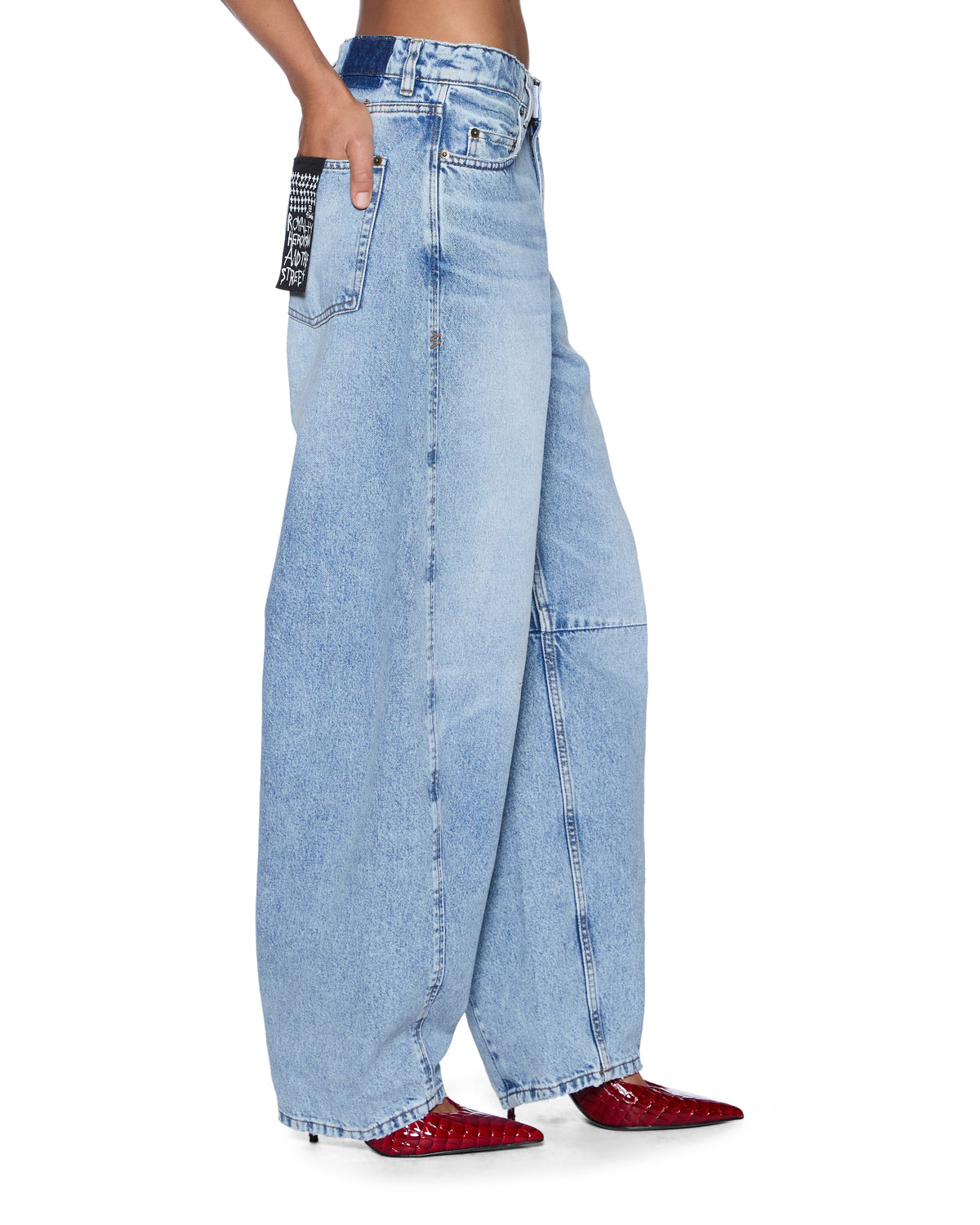 Womens Barrel Jean Flight Blue Barrel Leg Denim Jeans - Denim