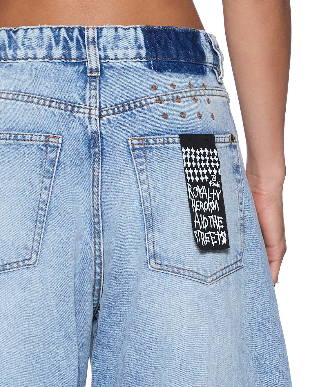 Womens Barrel Jean Flight Blue Barrel Leg Denim Jeans - Denim