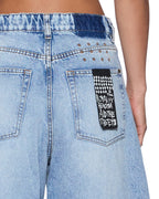 Womens Barrel Jean Flight Blue Barrel Leg Denim Jeans - Denim